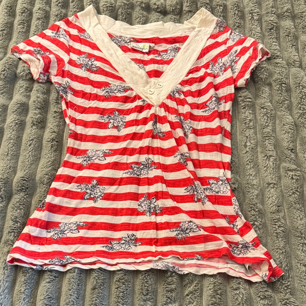 Porridge Red and White Striped Women’s Shirt